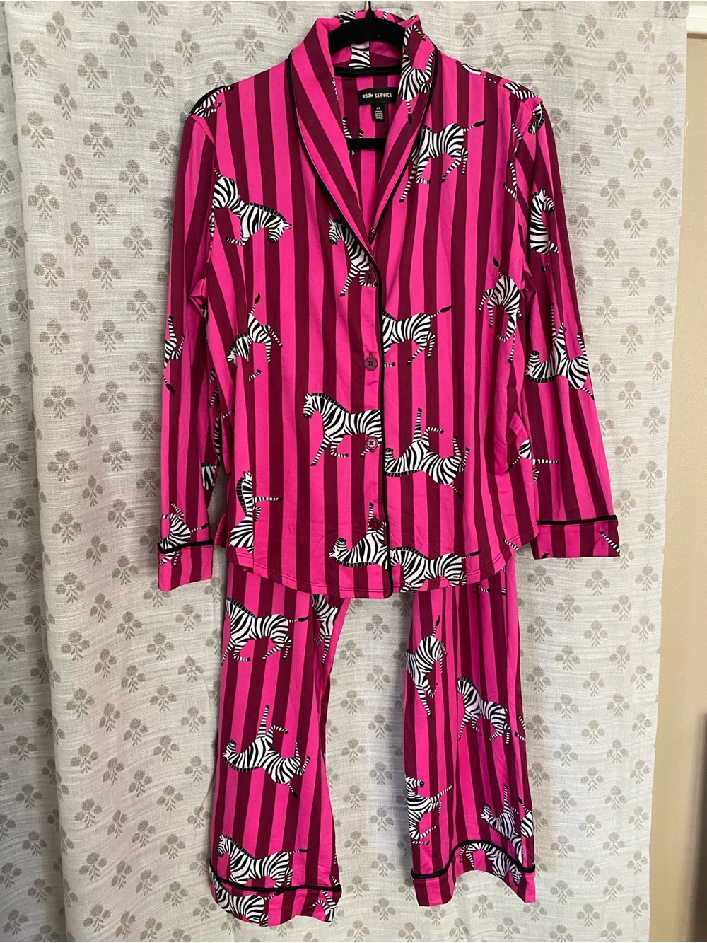 Women’s Zebra Print Stripe Pajama Set in Hot Pink